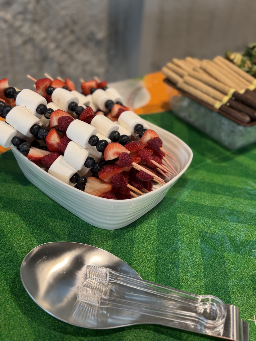 Catering platter of freshly grilled skewers