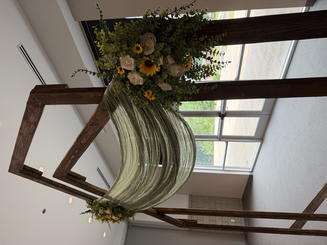 Wedding backdrop with floral styling
